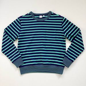 NWT Gap Navy Aqua Mixed Stripe Sweatshirt
